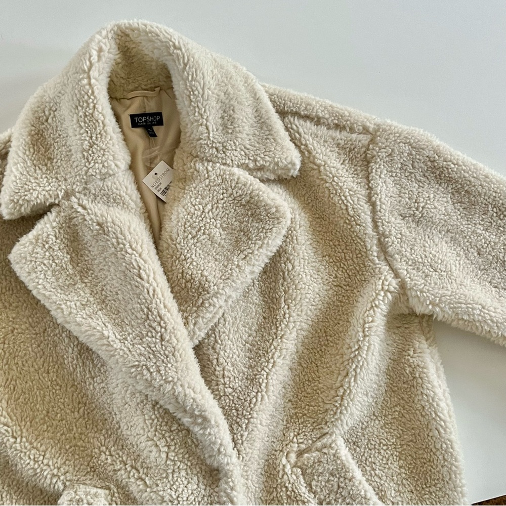 TopShop Teddy Coat in Cream (S) - Picture 6 of 16